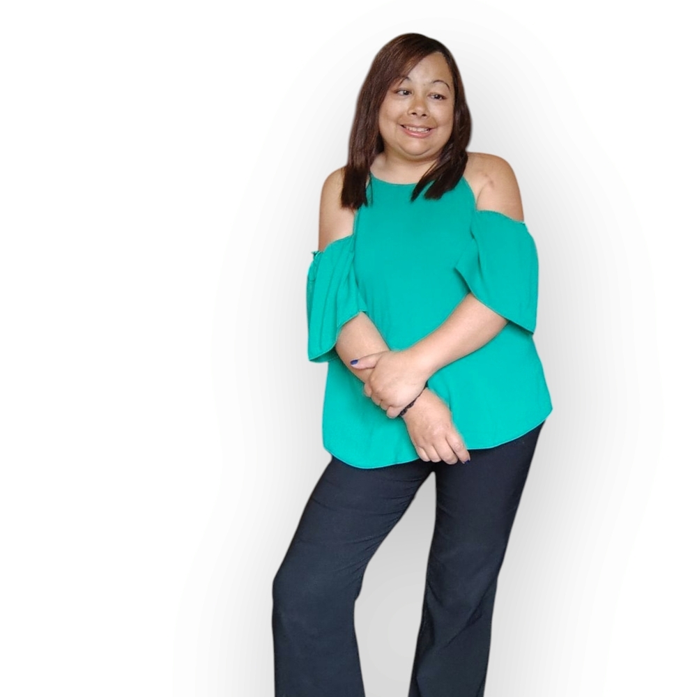 Dynamite Emerald Green  Off Shoulder Women's MediumTop